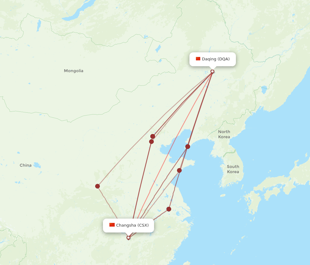 Flights From Changsha To Daqing, CSX To DQA - Flight Routes