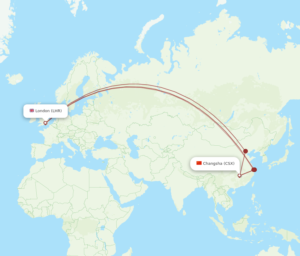 CSX to LHR flights and routes map