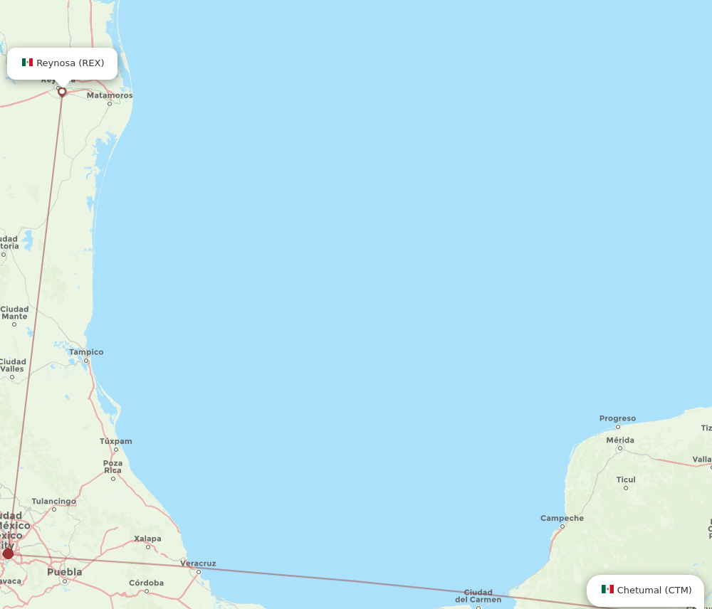 Flights from Chetumal to Reynosa, CTM to REX - Flight Routes