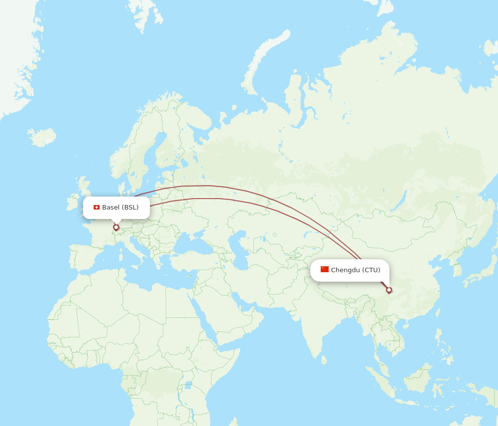 CTU to BSL flights and routes map