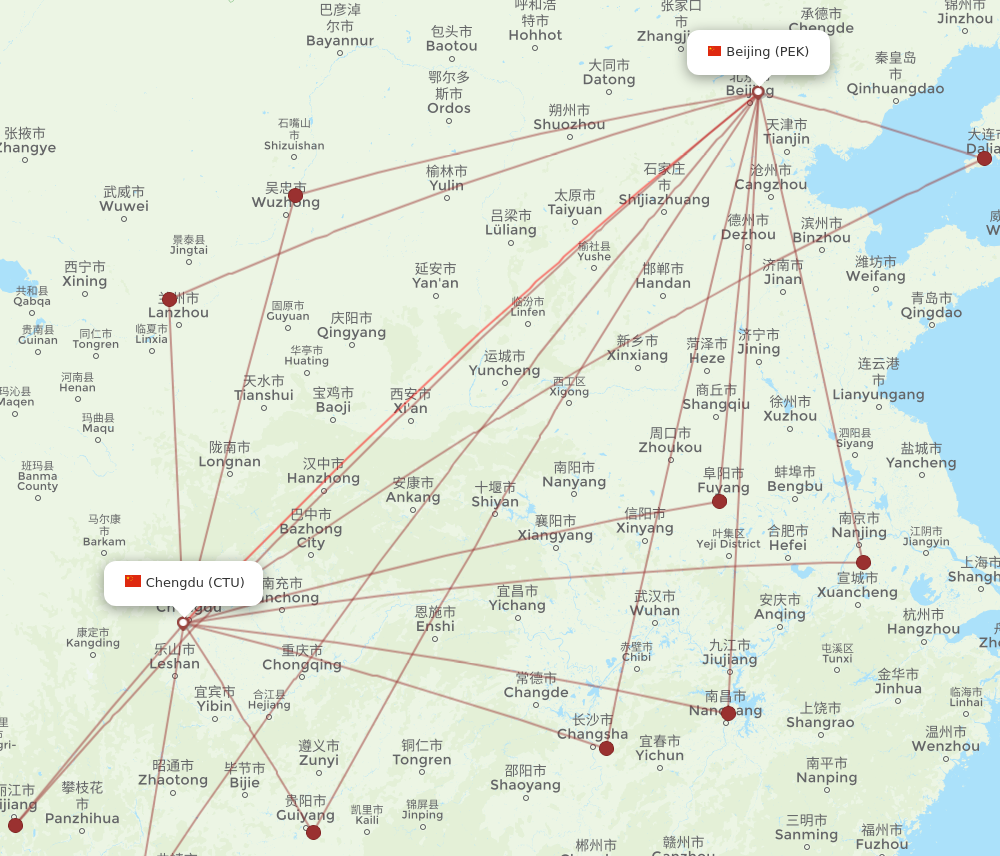 Flights from Chengdu to Beijing CTU to PEK Flight Routes