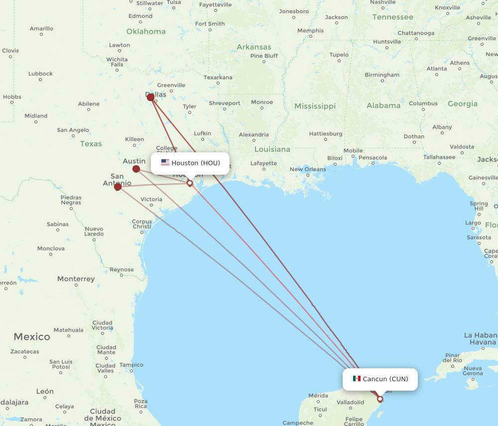 Flights from Cancun to Houston CUN to HOU Flight Routes