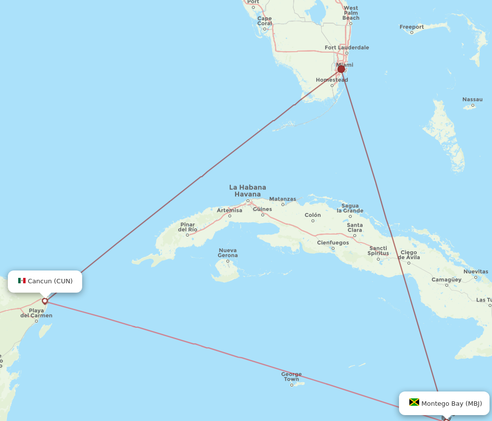 Flights from Cancun to Montego Bay CUN to MBJ Flight Routes