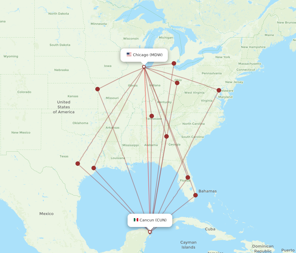 Flights from Cancun to Chicago CUN to MDW Flight Routes