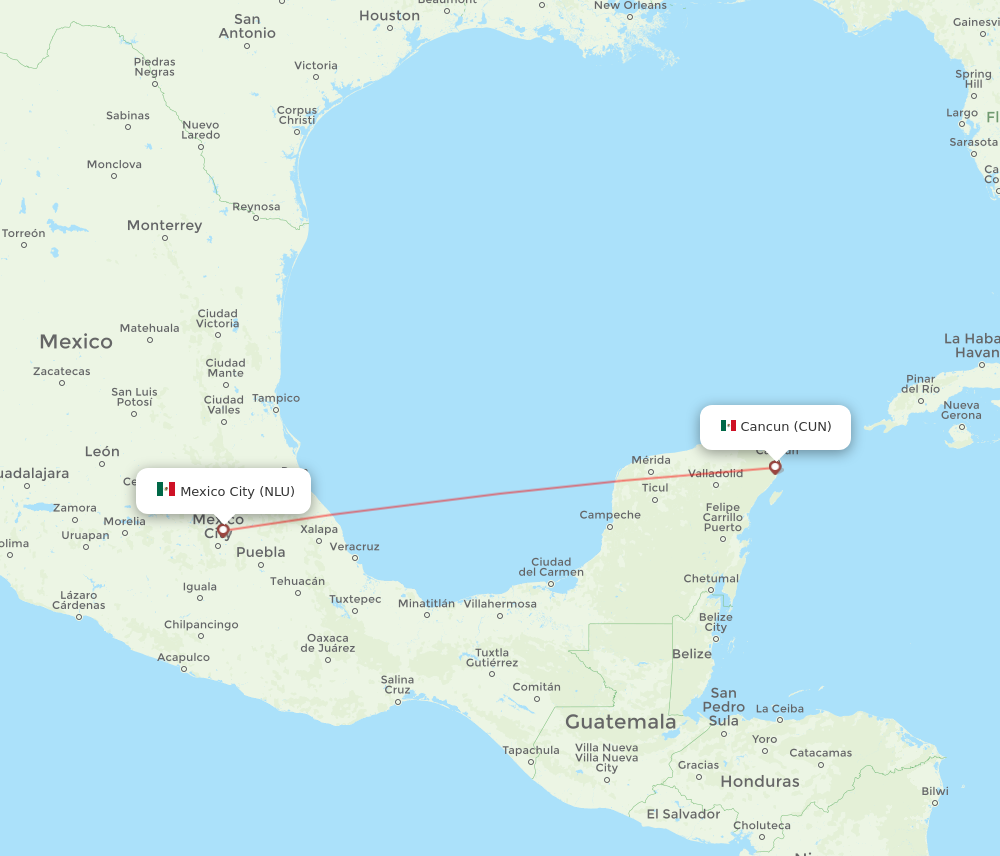 Flights from Cancun to Mexico City CUN to NLU Flight Routes