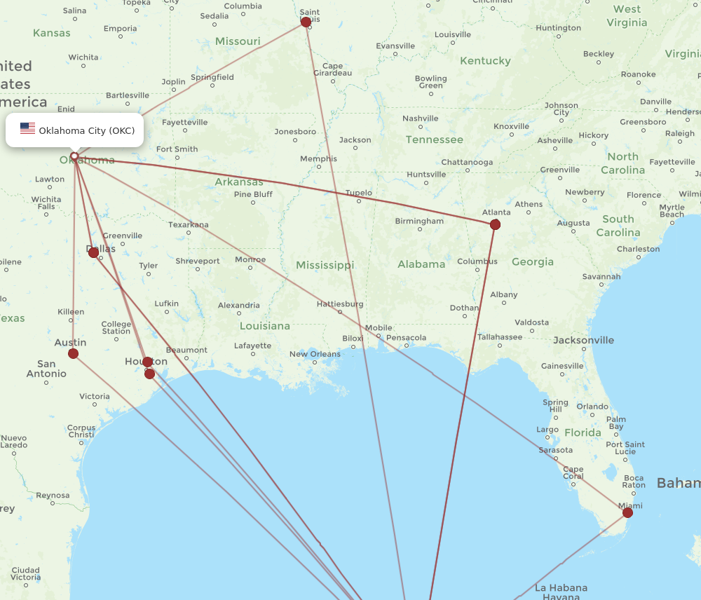 Flights from Cancun to Oklahoma City CUN to OKC Flight Routes