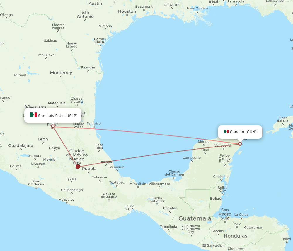 Flights from Cancun to San Luis Potosi CUN to SLP Flight Routes