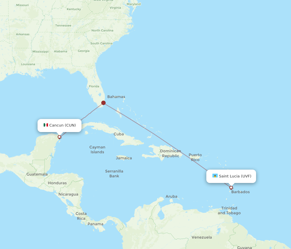 Flights from Cancun to Saint Lucia CUN to UVF Flight Routes