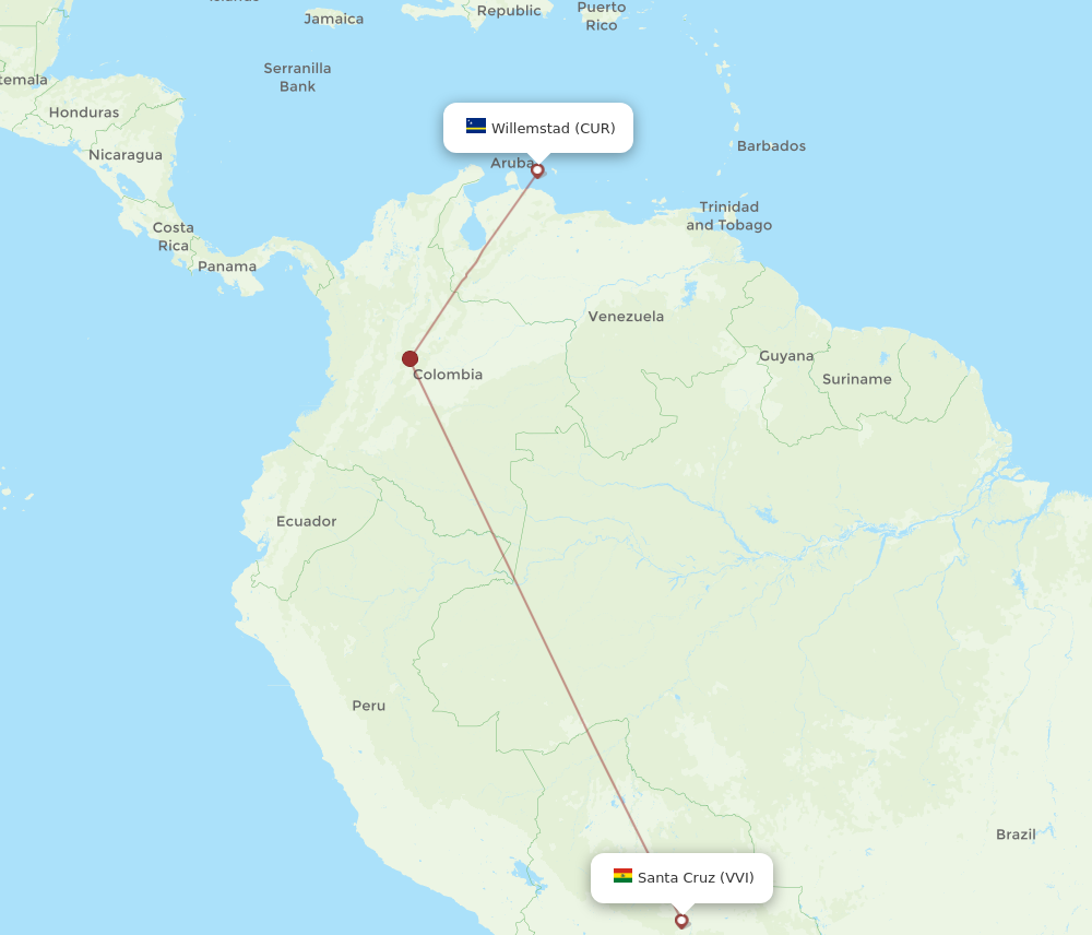 Flights from Curacao to Santa Cruz CUR to VVI Flight Routes