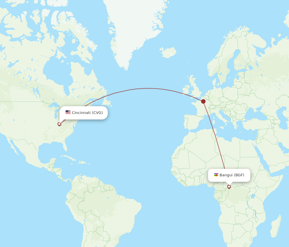 Flights from Bangui to Cincinnati, BGF to CVG - Flight Routes