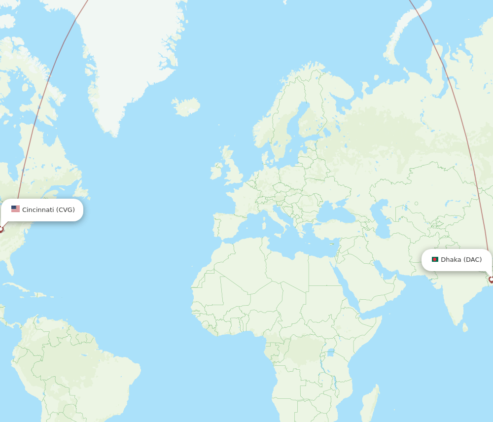 Flights from Dhaka to Cincinnati, DAC to CVG - Flight Routes