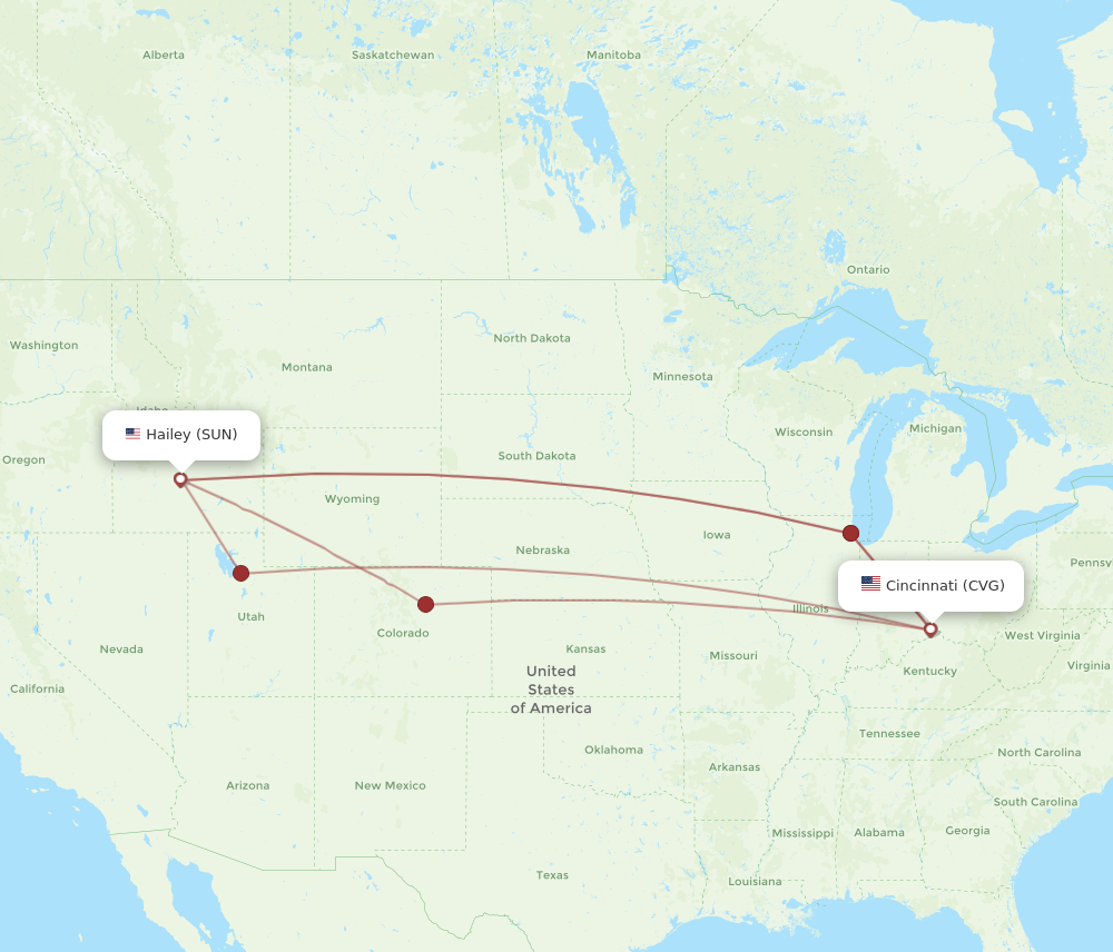 Flights from Cincinnati to Sun Valley CVG to SUN Flight Routes