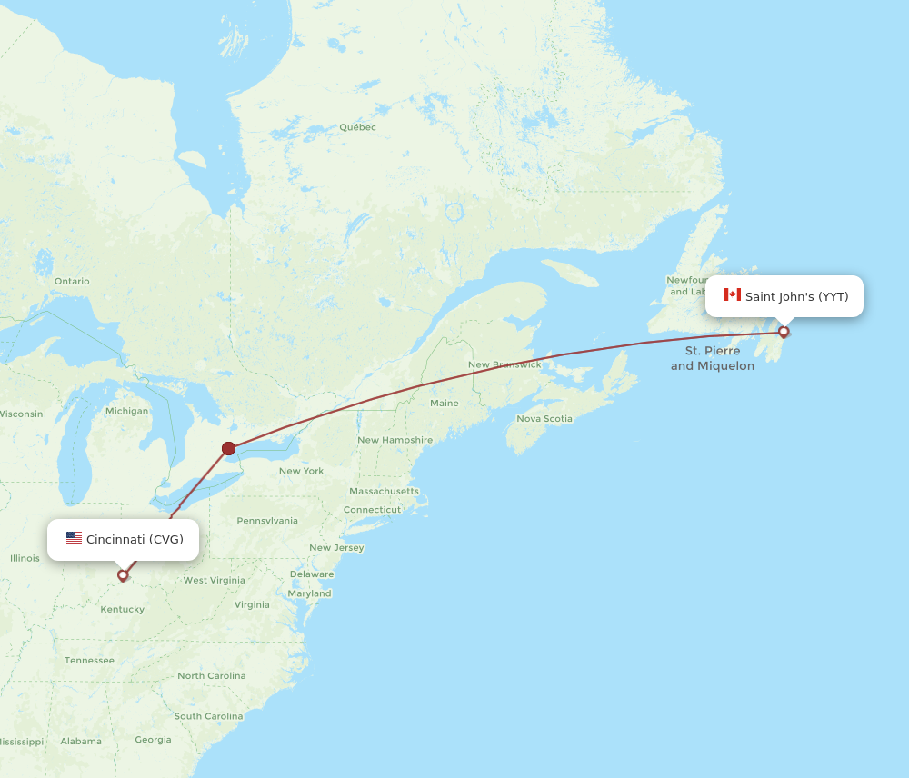 Flights from Cincinnati to St. John s CVG to YYT Flight Routes