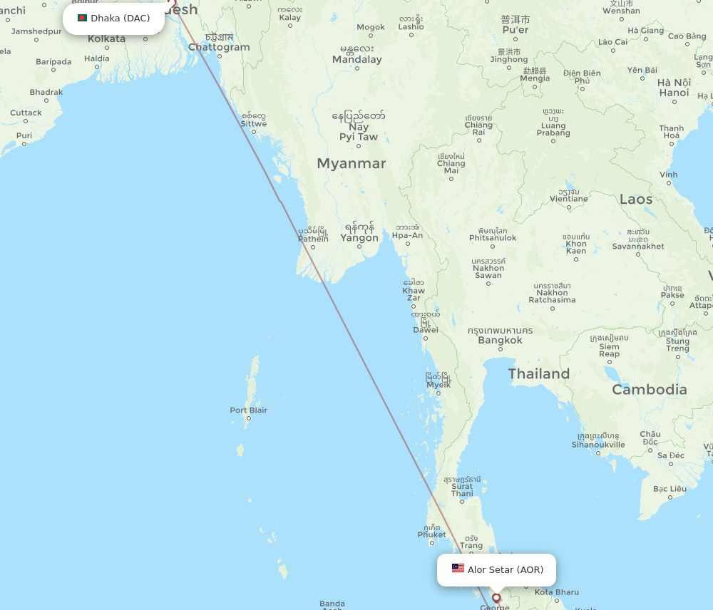 Flights From Dhaka To Alor Setar Dac To Aor Flight Routes 4408