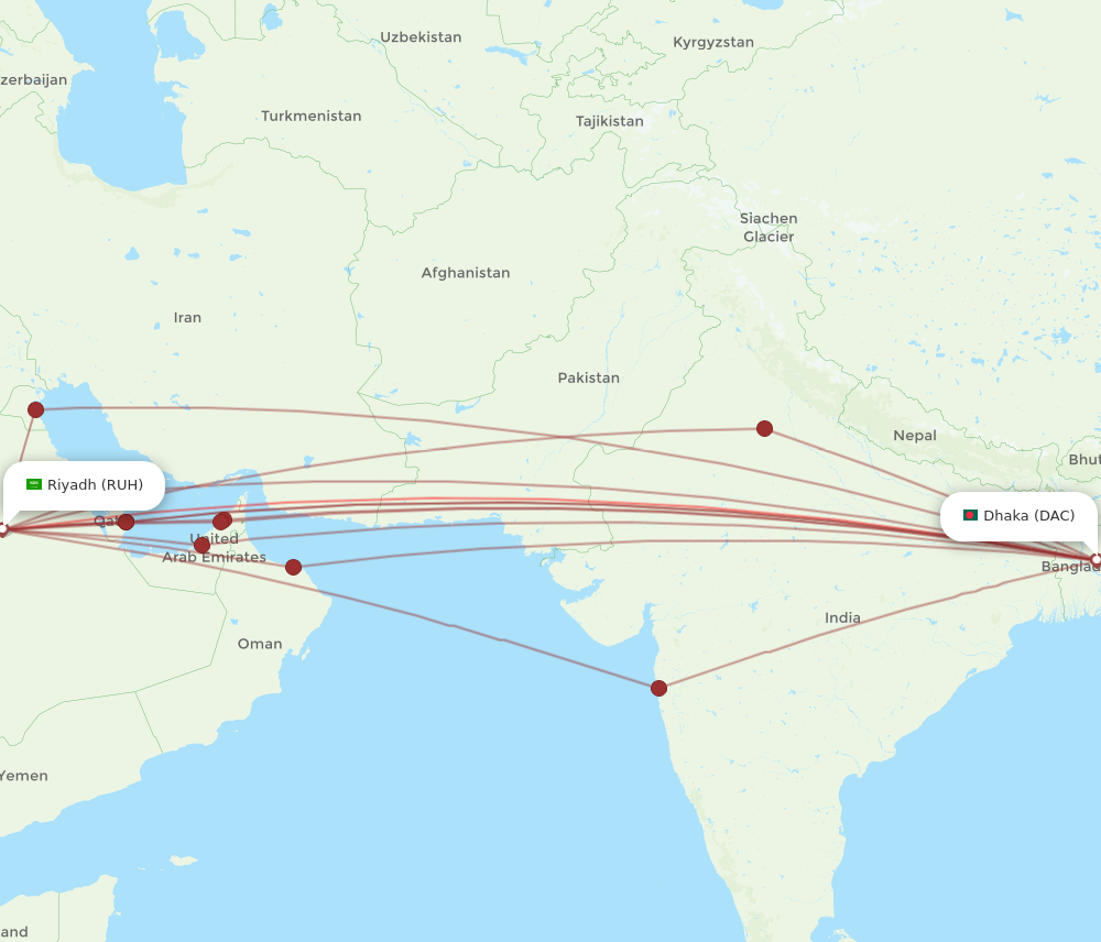 All Flight Routes From Dhaka To Riyadh Dac To Ruh Flight Routes 7359