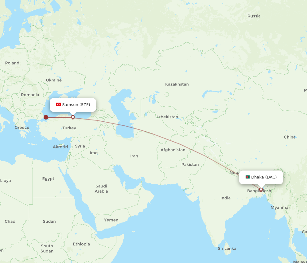 All Flight Routes From Dhaka To Samsun Dac To Szf Flight Routes 4792