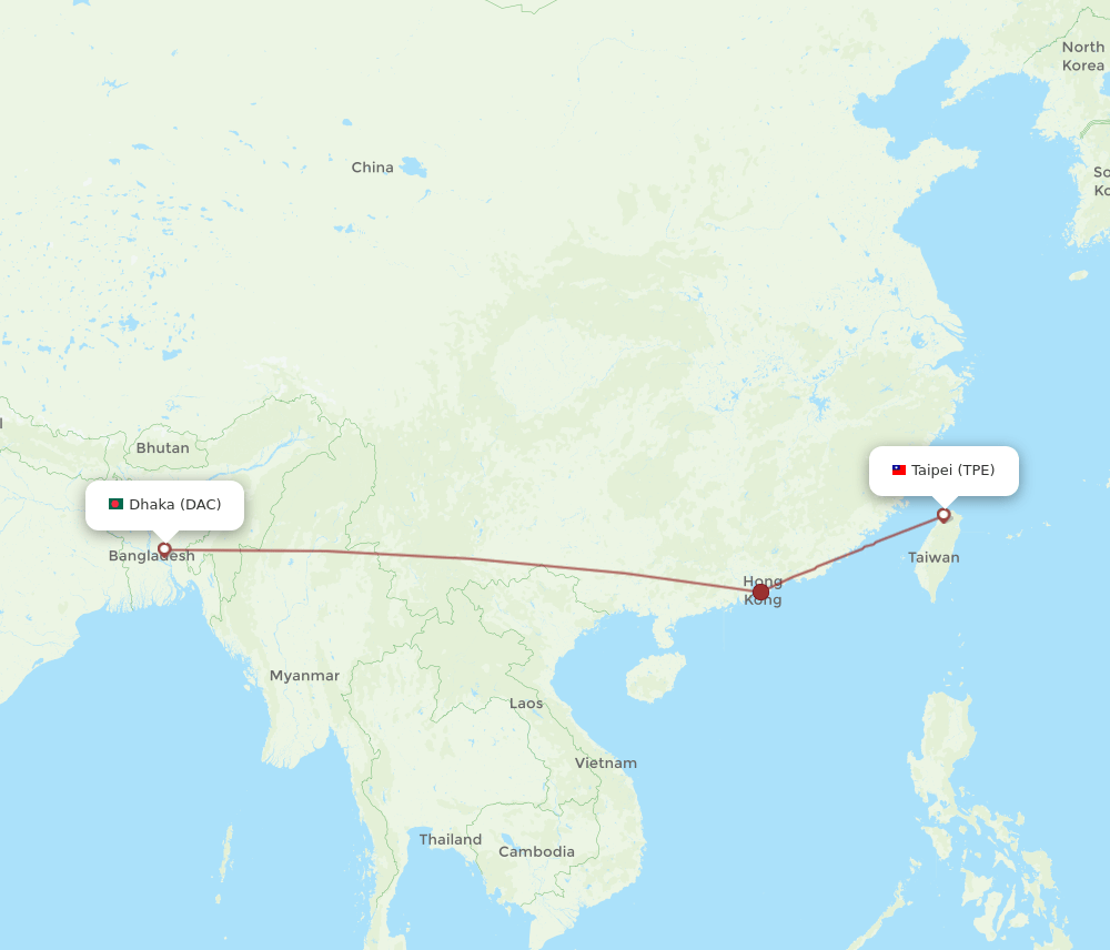 All Flight Routes From Dhaka To Taipei Dac To Tpe Flight Routes