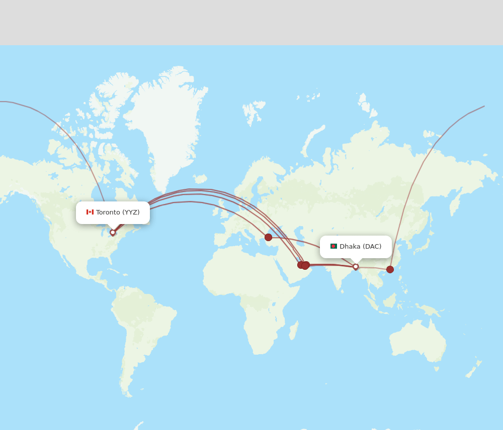 All Flight Routes From Dhaka To Toronto Dac To Yyz Flight Routes 4240