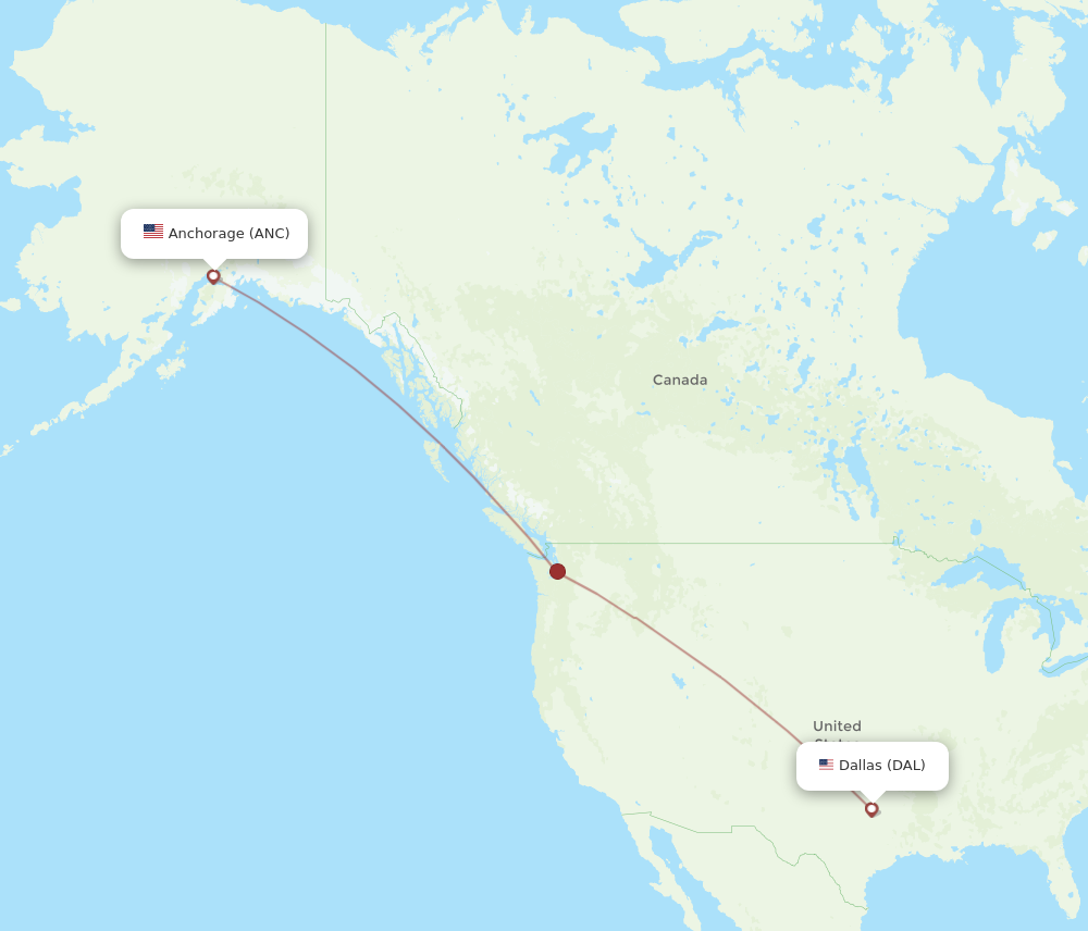 Flights from Dallas to Anchorage DAL to ANC Flight Routes