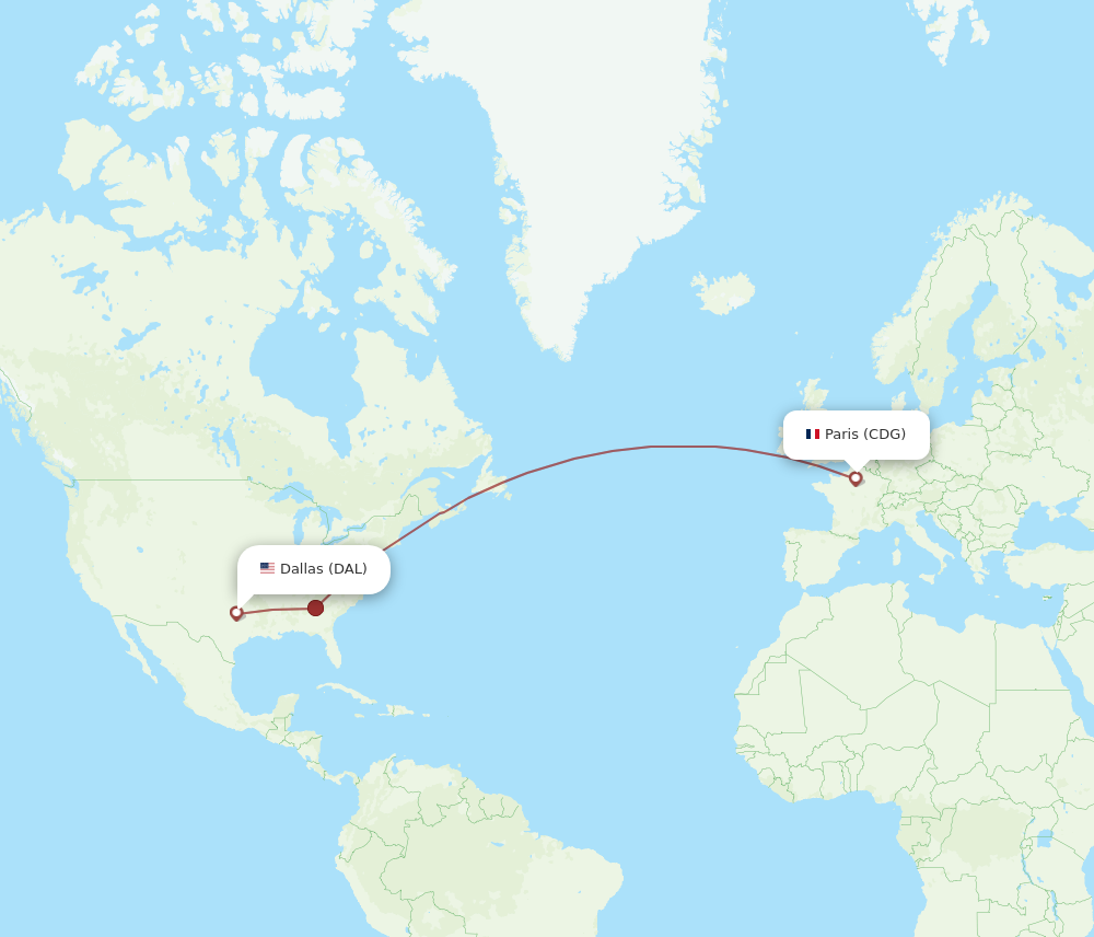 Flights from Dallas to Paris DAL to CDG Flight Routes