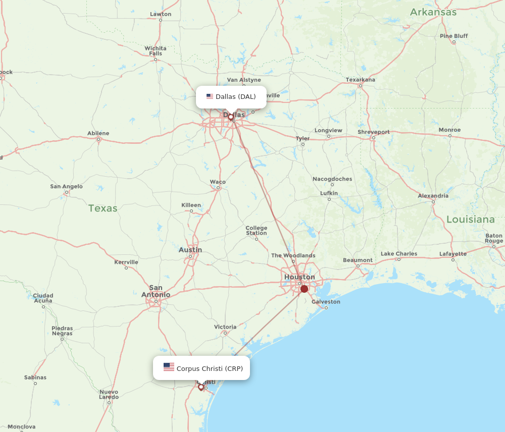 Flights from Dallas to Corpus Christi DAL to CRP Flight Routes