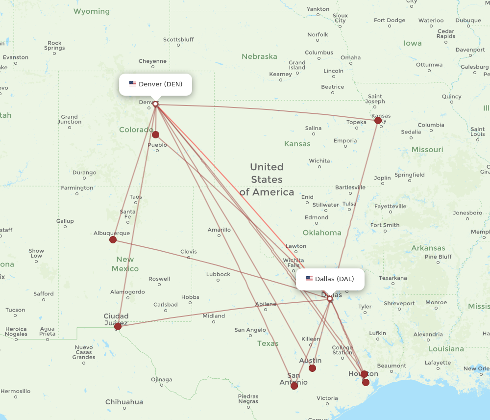 Flights from Dallas to Denver DAL to DEN Flight Routes