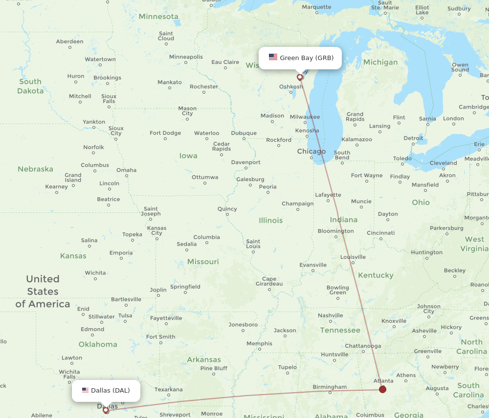 Flights from Dallas to Green Bay DAL to GRB Flight Routes