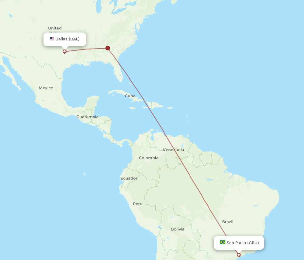 Flights from Dallas to Sao Paulo DAL to GRU Flight Routes