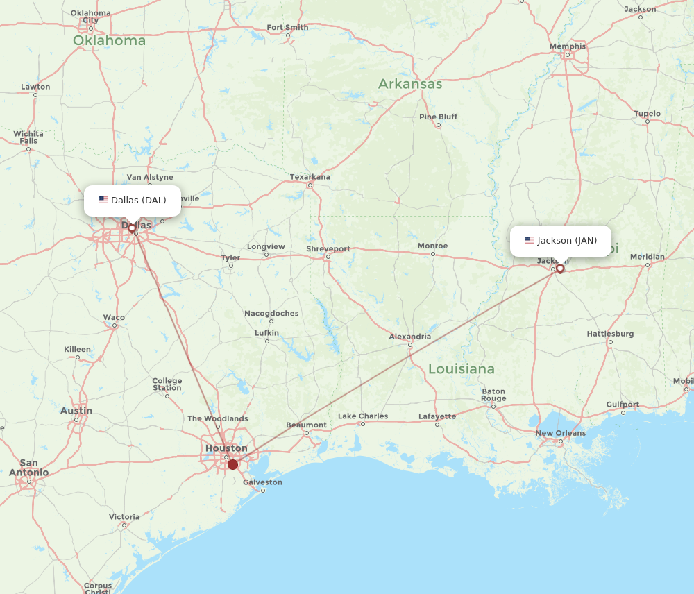 Flights from Dallas to Jackson DAL to JAN Flight Routes