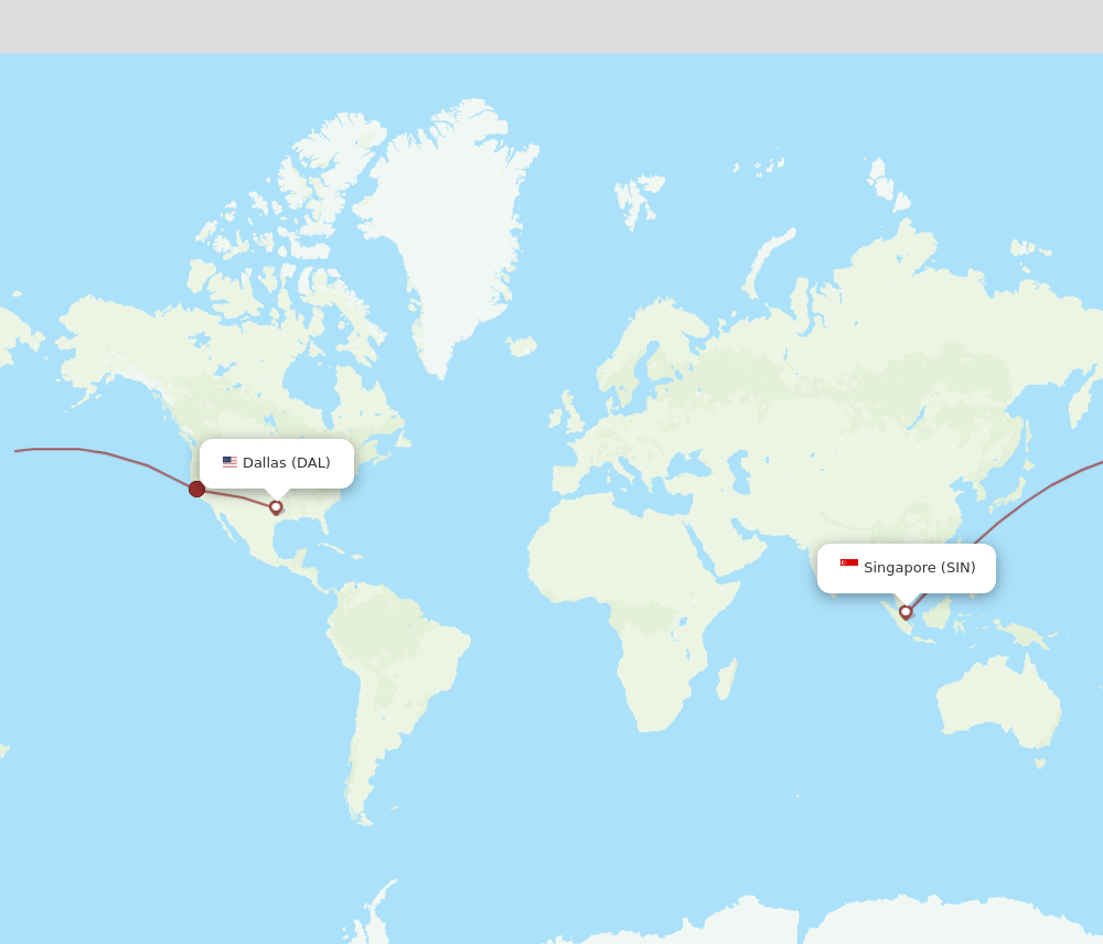 Flights from Dallas to Singapore DAL to SIN Flight Routes