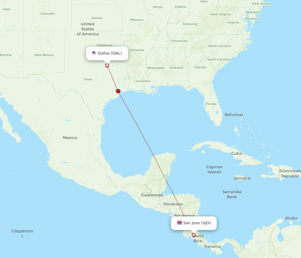 Flights from Dallas to San Jose DAL to SJO Flight Routes