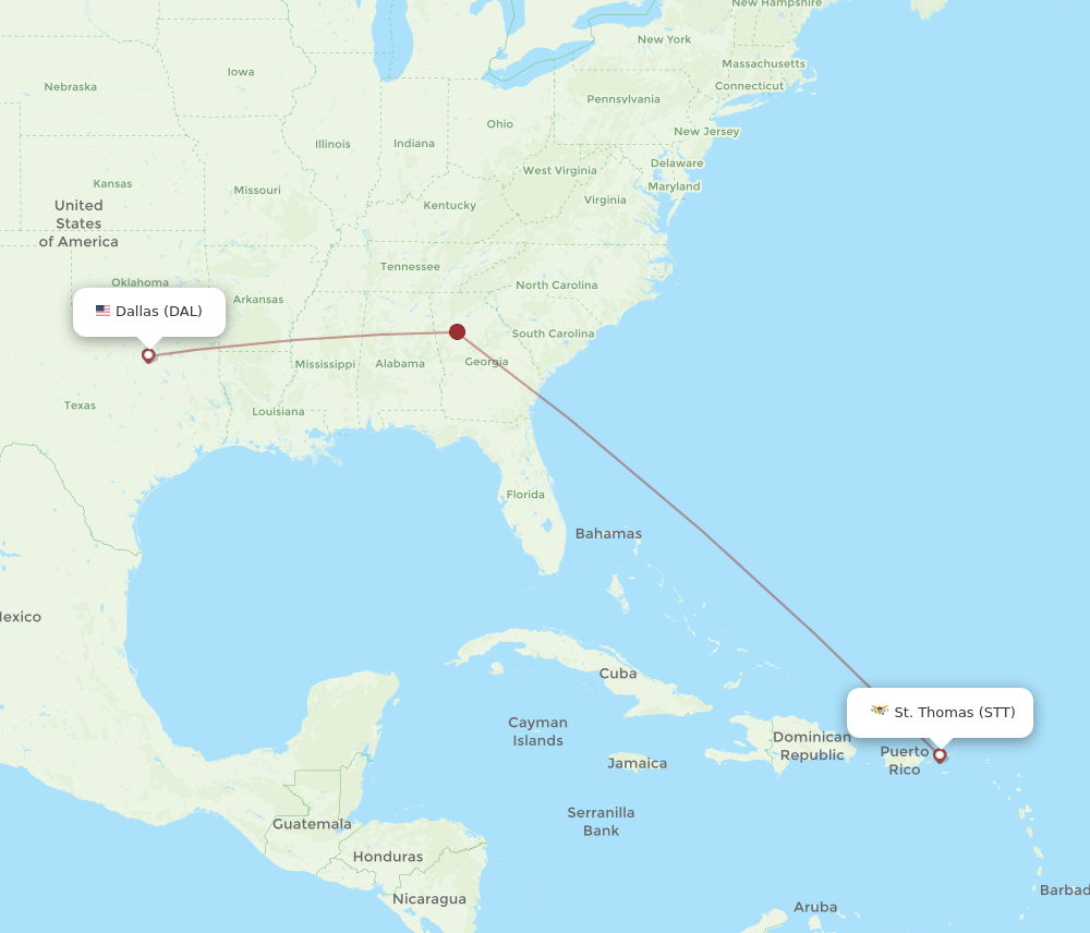 Flights from Dallas to Saint Thomas DAL to STT Flight Routes