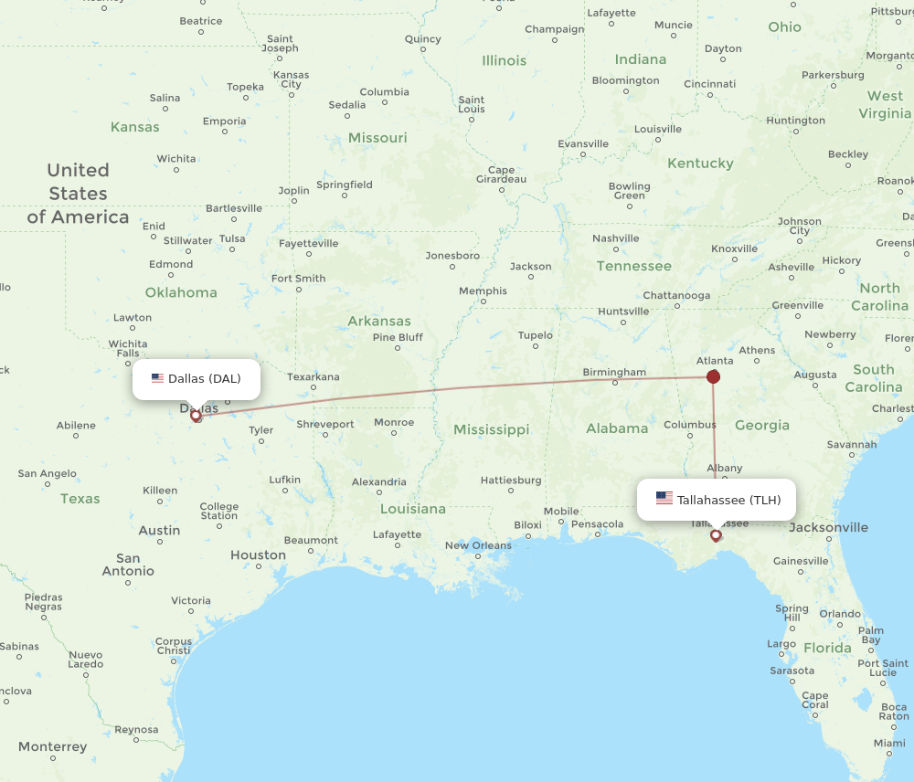 Flights from Dallas to Tallahassee DAL to TLH Flight Routes