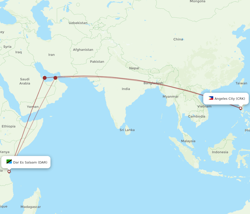 Flights from Dar Es Salaam to Angeles, DAR to CRK - Flight Routes