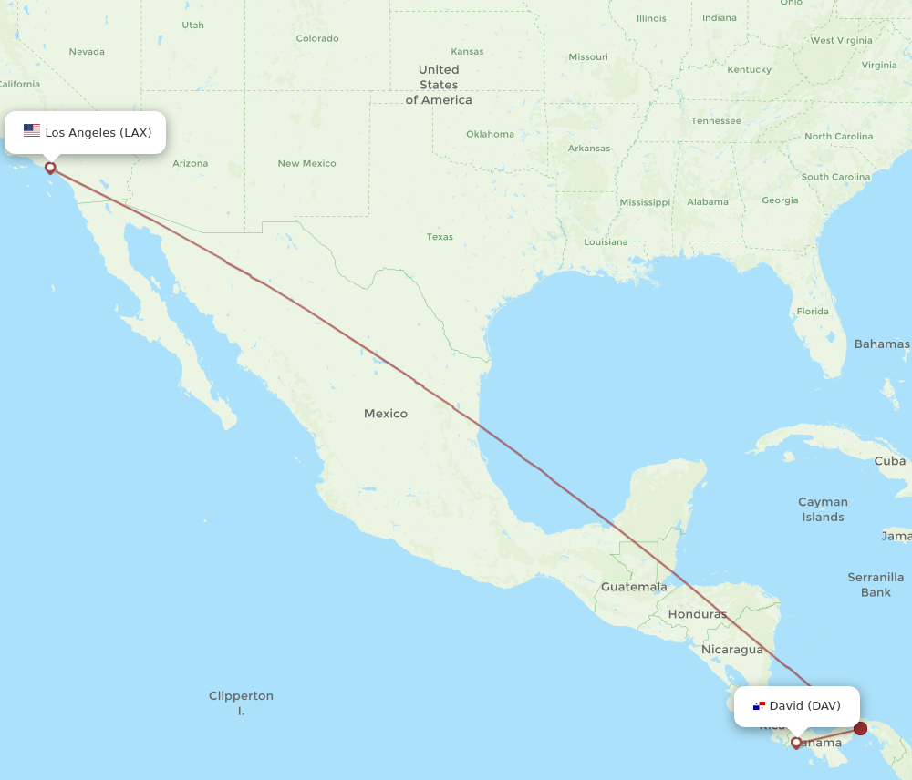 Flights from Los Angeles to David LAX to DAV Flight Routes