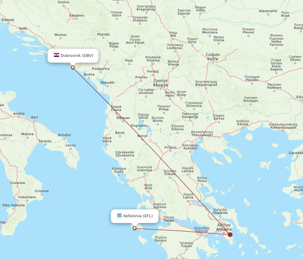 Flights from Dubrovnik to Kefallinia DBV to EFL Flight Routes