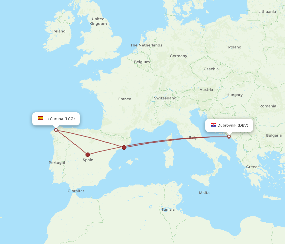 Flights from Dubrovnik to La Coruna DBV to LCG Flight Routes