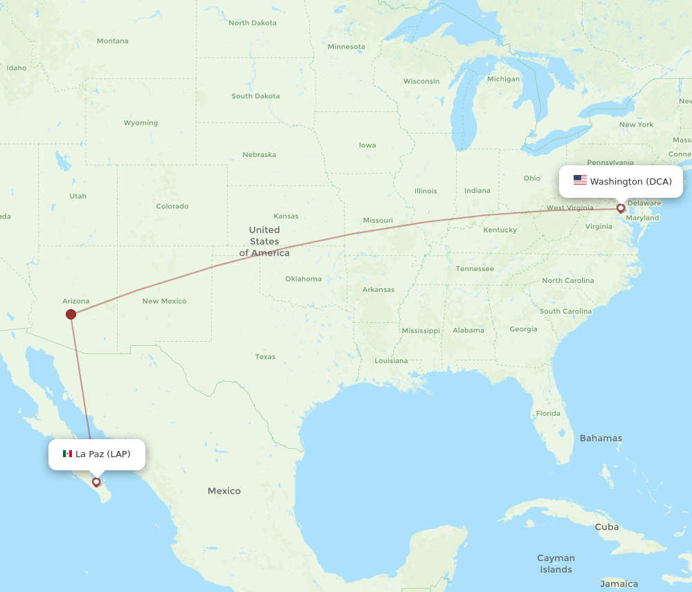 Flights from Washington to La Paz DCA to LAP Flight Routes