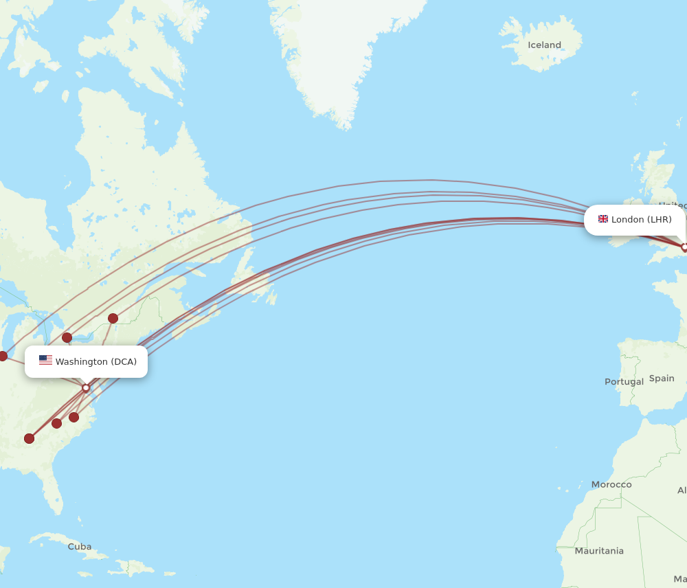 All Flight Routes From Washington To London, Dca To Lhr - Flight Routes