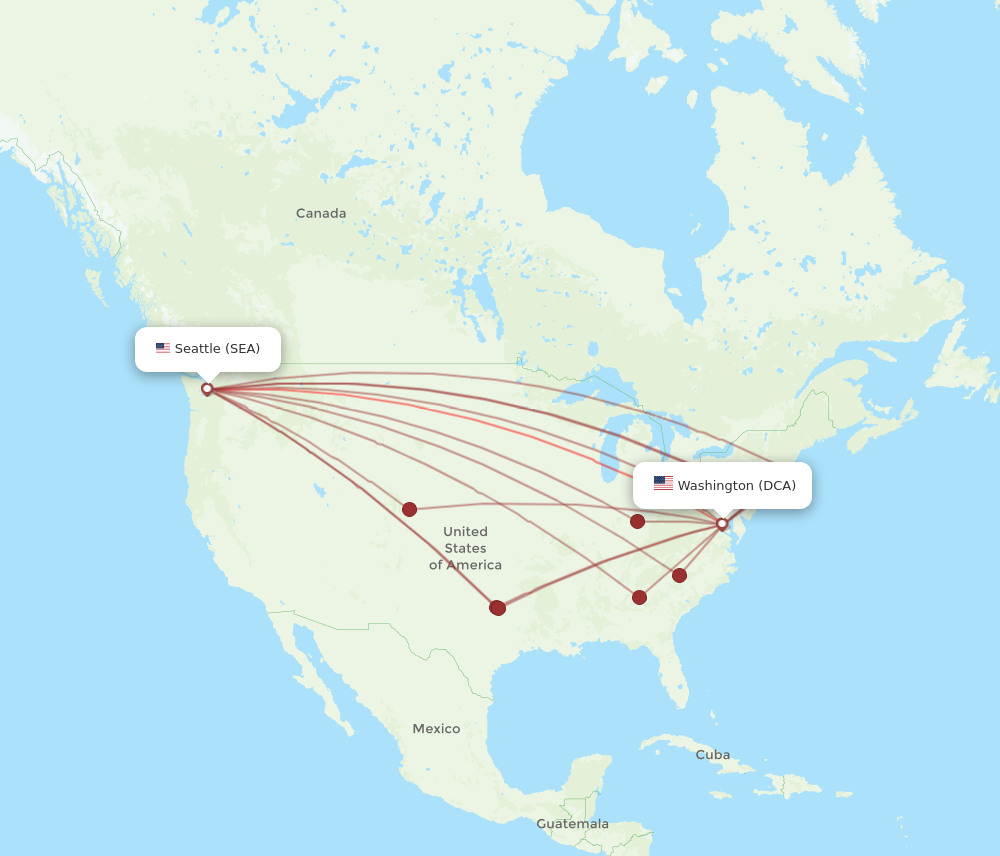 Flights from Washington to Seattle DCA to SEA Flight Routes