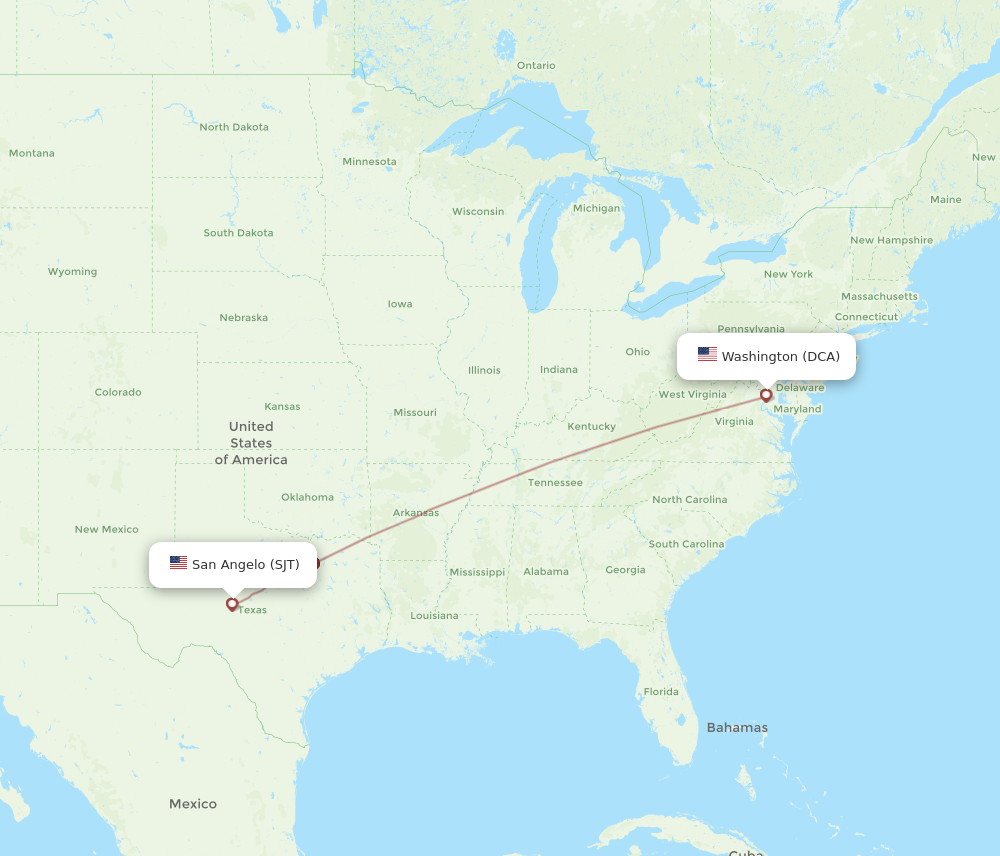 Flights from Washington to San Angelo DCA to SJT Flight Routes