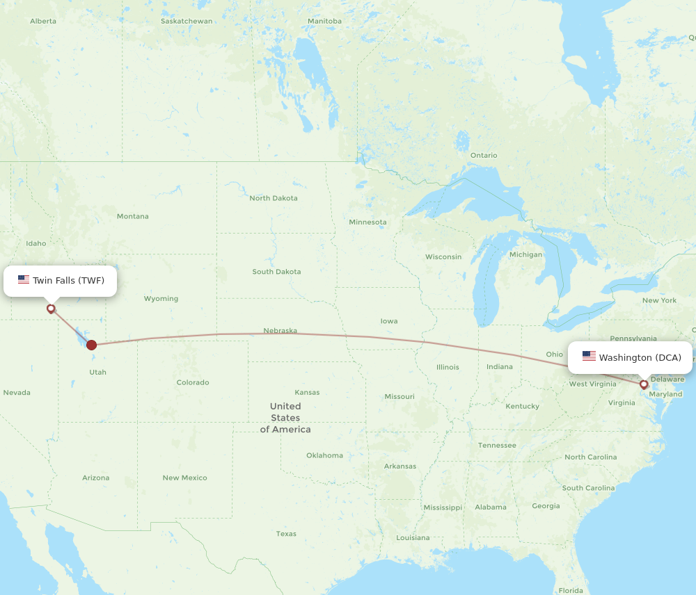 Flights from Washington to Twin Falls DCA to TWF Flight Routes