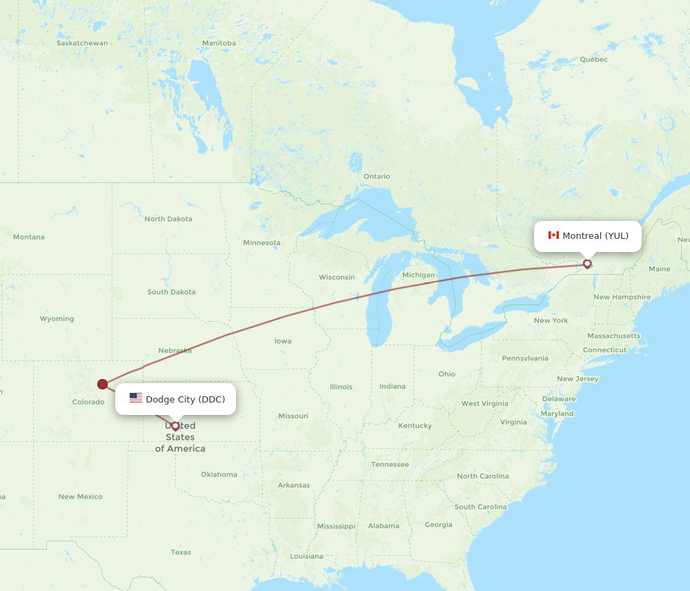 All Flight Routes From Montreal To Dodge City, YUL To DDC - Flight Routes