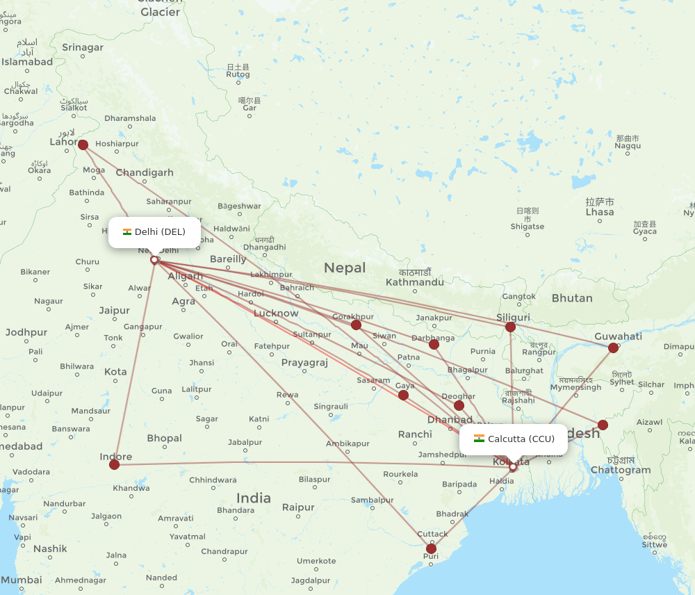 All Flight Routes From Delhi To Kolkata, DEL To CCU - Flight Routes