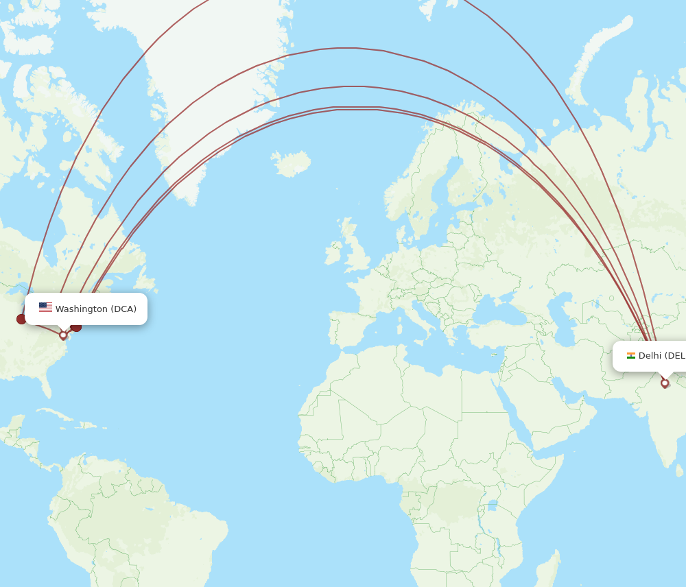 All Flight Routes From Delhi To Washington, Del To Dca - Flight Routes