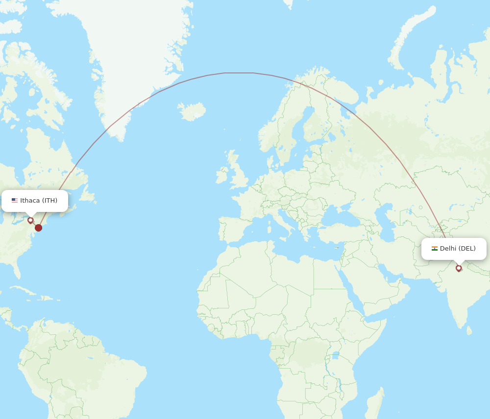 Flights from Delhi to Ithaca DEL to ITH Flight Routes