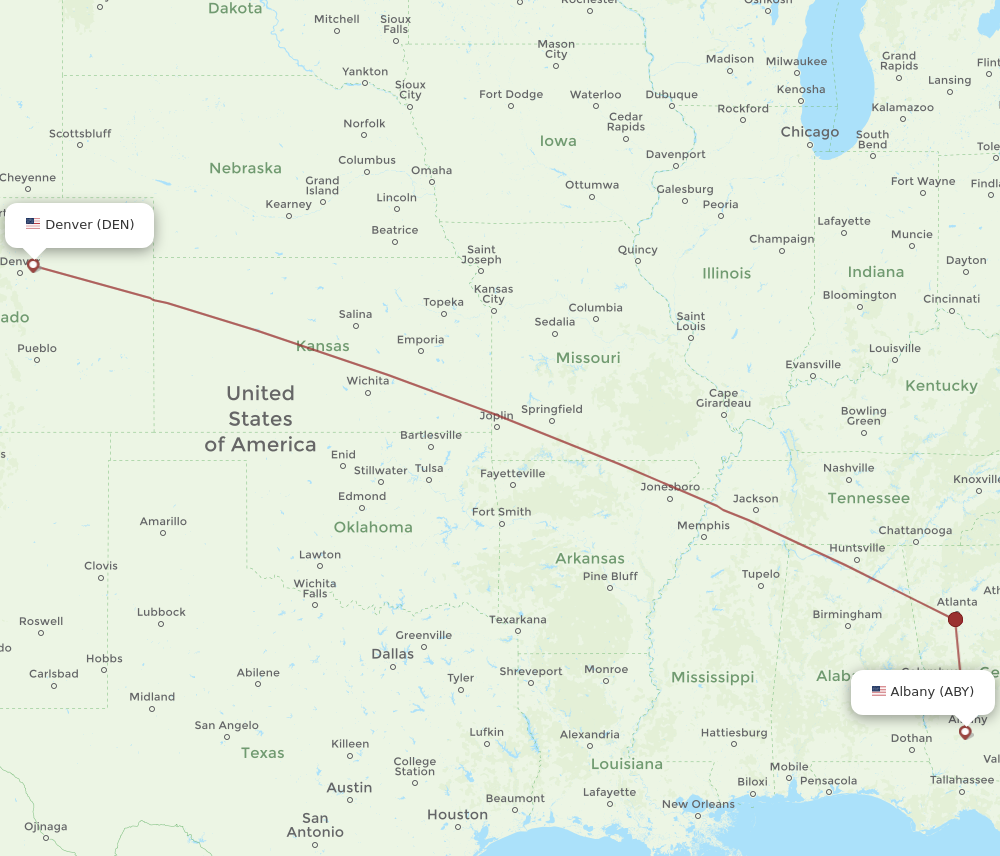 Flights from Denver to Albany DEN to ABY Flight Routes