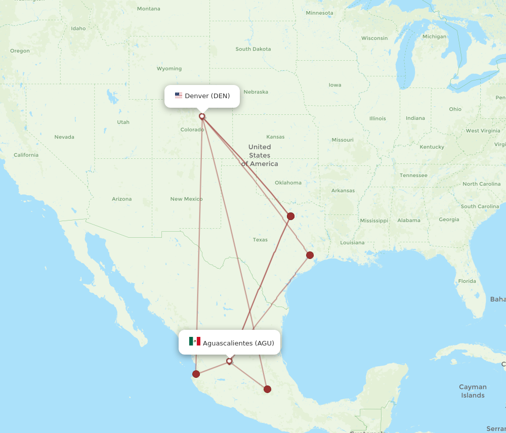 Flights from Denver to Aguascalientes DEN to AGU Flight Routes