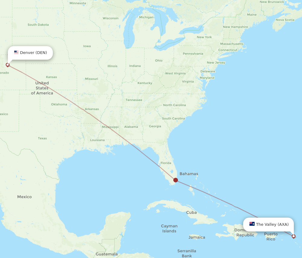 Flights from Denver to Anguilla DEN to AXA Flight Routes