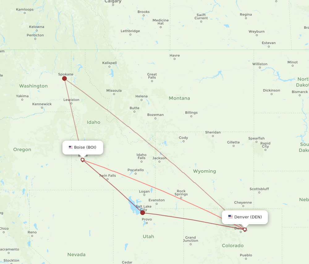 All Flight Routes From Denver To Boise Den To Boi Flight Routes 2293